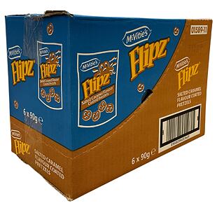 Flipz McVitie's preclíky s polevou s příchutí slaného karamelu 90 g celé balení 6 ks