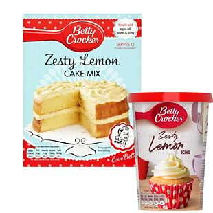 Betty Crocker Zesty Lemon Cake Mix 425 g + Betty Crocker Zesty poleva s příchutí citronu 400 g