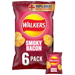 Walkers bramborové chipsy s příchutí slaniny 6 x 25 g
