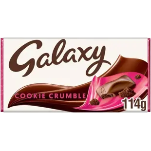 Galaxy Cookie Crumble mléčná čokoláda s kousky sušenek 114 g