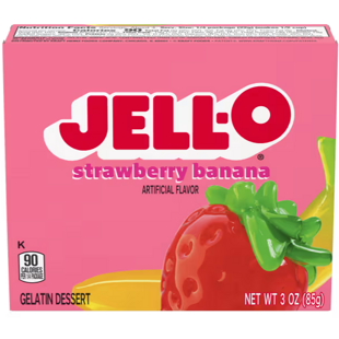 Jell-O instantní želatina s příchutí jahody a banánu 85 g