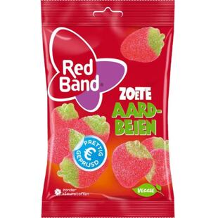 Red Band žvýkací bonbony s ovocnou příchutí ve tvaru jahod 180 g