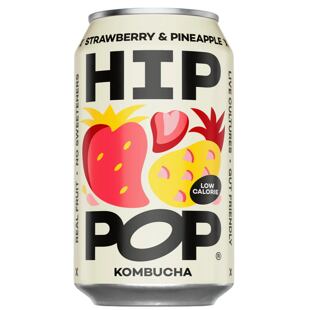 Hip Pop Kombucha fermentovaný čaj s příchutí jahody a ananasu 330 ml