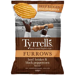 Tyrrells brambůrky s příchutí hovězího hrudí a černého pepře 150 g