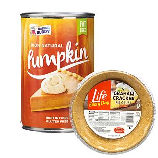 Baking Buddy dýňové pyré 425 g + Life Every Day grahamový dortový korpus 170 g