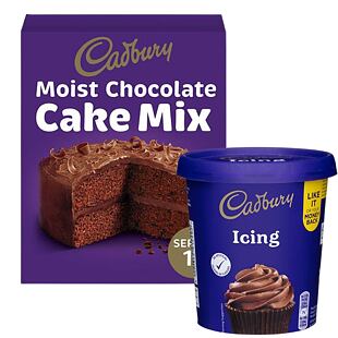 Cadbury poleva s příchutí čokolády + Cadbury směs na výrobu čokoládového dortu