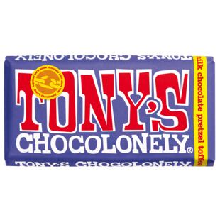 Tony's mléčná čokoláda  s kousky preclíků, karamelem a mořskou solí 90 g