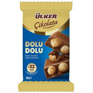 Ülker Dolu Dolu mléčná čokoláda s lískovými ořechy 80 g