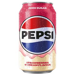 Pepsi sycený kolový nápoj bez cukru s příchutí jahod a smetany 330 ml