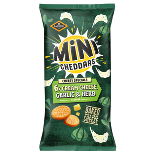 Jacob's mini pšeničné krekry s příchutí krémového sýru, česneku a bylinek 6 x 23 g