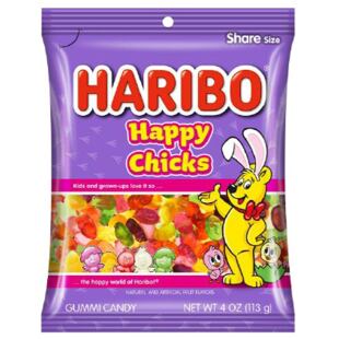 Haribo žvýkací bonbony ve tvaru kuřátek s ovocnými příchutěmi 113 g