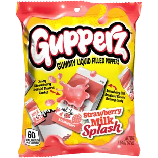 Gupperz želé bonbony ve tvaru a s příchutí jahodového mléka s náplní 72 g