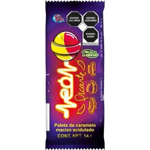 Cool Toons Neon pálivé lízátko s příchutí manga a tamarindu se svítící tyčinkou 14 g