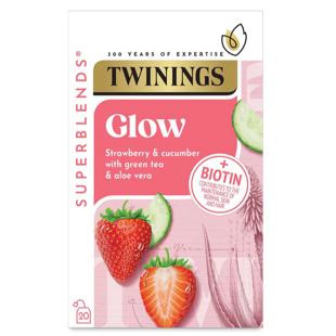 Twinings Glow zelený čaj s příchutí jahod, okurky a aloe vera 20 ks 40 g