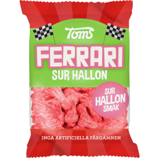 Toms Ferrari kyselé žvýkací bonbony s malinovou příchutí ve tvaru formulí 120 g