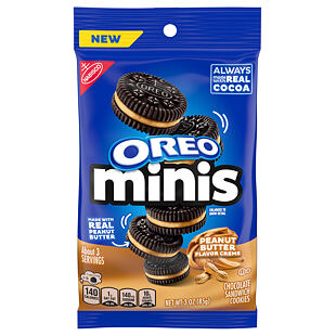 Oreo Minis sušenky s náplní s příchutí arašídového másla 85 g