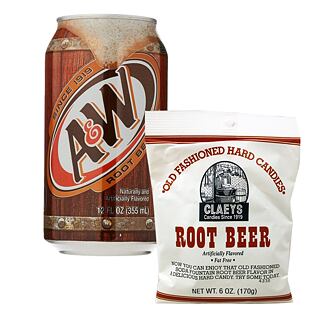 Clayes bonbony s příchutí kořeněného piva 170 g + A&W limonáda s příchutí kořenového piva 355 ml