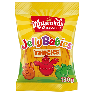 Maynards Bassetts Jelly Babies gumové bonbonky ve tvaru slepiček 130 g