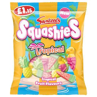 Swizzels Squashies žvýkací bonbonky s příchutí tropického ovoce 100 g