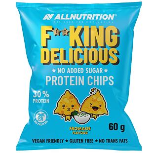 F**KING Delicious proteinové kukuřičné chipsy s příchutí sýru a cibulky 60 g