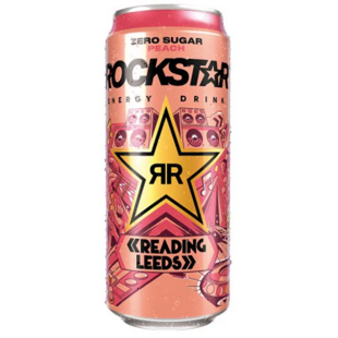 Rockstar sycený energetický nápoj s příchutí broskve bez cukru 500 ml PM