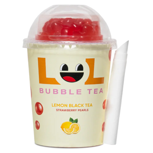 LOL Bubble Tea černý citronový čaj s jahodovými kuličkami 275 ml