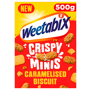 Weetabix Crispy Minis cereálie s příchutí karamelizovaných sušenek 500 g