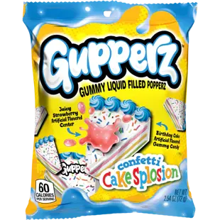 Gupperz želé bonbony ve tvaru a s příchutí narozeninového dortu s jahodovou náplní 72 g