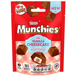 Nestlé Munchies čokoládové kostičky s náplní s příchutí vanilkového cheesecaku 97 g
