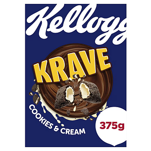 Kellogg's Krave cereální polštářky s náplní s příchutí sušenek a krému 375 g PM