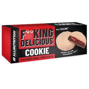 F**KING Delicious Cookie kakaós keksz epres töltelékkel, mogyoró ízű mázzal 128 g