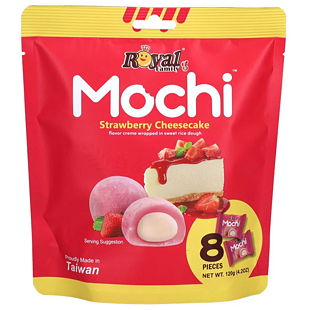 Royal Family koláčky mochi s příchutí jahodového cheesecaku 120 g