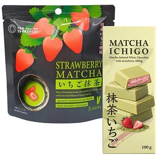 Tsuboichi Ceremonial jahodová matcha 50 g + Matcha Ichigo bílá čokoláda s příchutí matcha a jahod