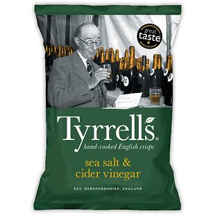 Tyrrells chipsy s příchutí mořské soli a jablečného octa 150 g