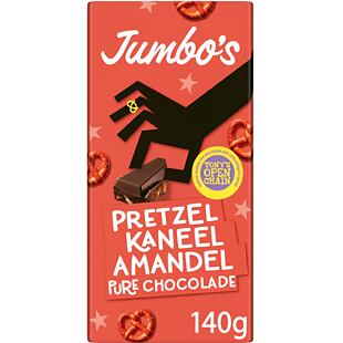 Jumbo hořká čokoláda s karamelizovanými mandlemi, preclíkem a skořicí 140 g