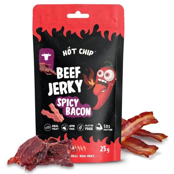 Hot Chip hovězí jerky s příchutí chilli a slaniny 25 g