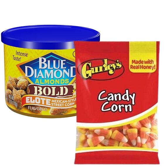 Blue Diamond mandle s příchutí mexické kukuřice 170 g + Candy Corn bonbony ve tvaru kukuřice 156 g