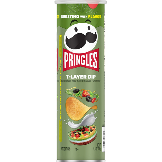 Pringles 7-Layer Dip bramborové chipsy s příchutí sedmivrstvého dipu 158 g