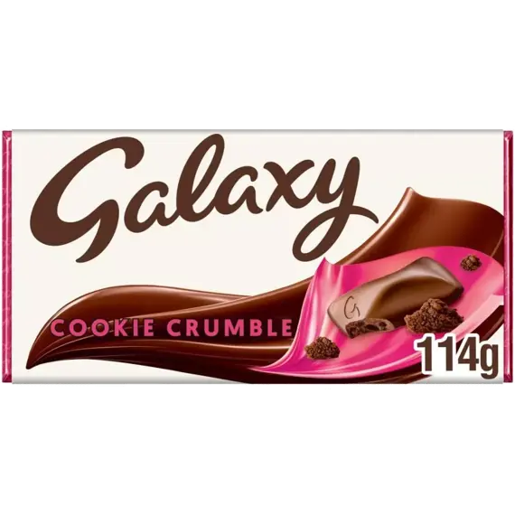 Galaxy Cookie Crumble mléčná čokoláda s kousky sušenek 114 g
