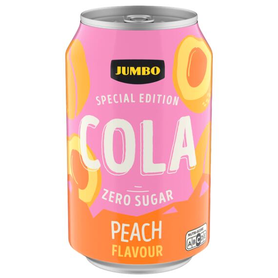 Jumbo sycený kolový nápoj s broskvovou příchutí bez cukru 330 ml