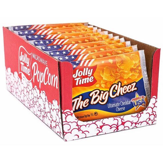 Jolly Time The Big Cheez sajt ízesítésű pattogatott kukorica 100 g Egész csomag 144 db