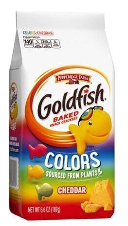 Goldfish krekry ve tvaru barevných rybiček s příchutí čedaru 187 g