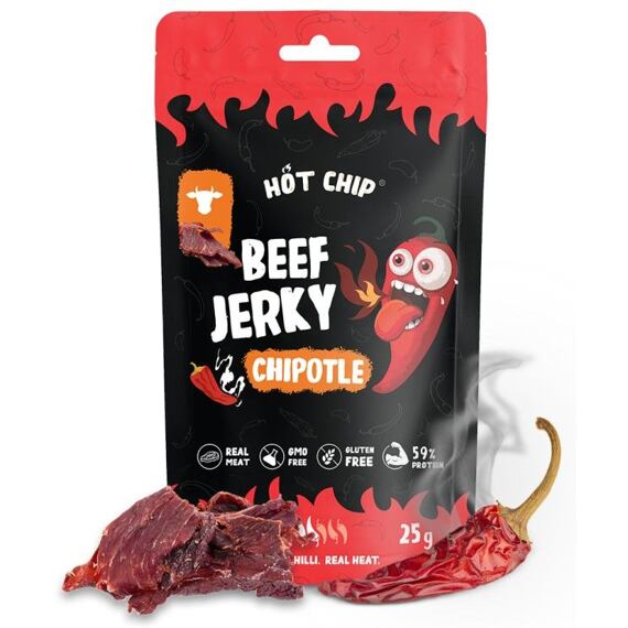 Hot Chip hovězí jerky s příchutí chilli a papričky Chipotle 25 g