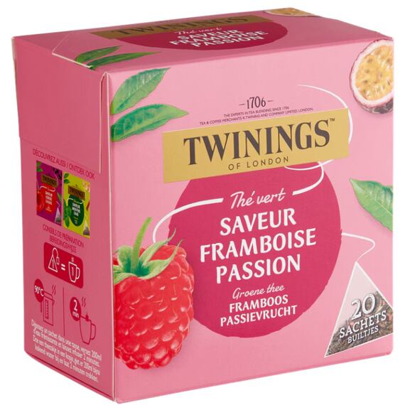 Twinings zelený čaj s příchutí maliny a marakuji 20 ks 32 g