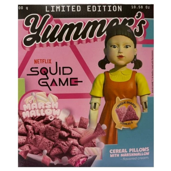 Yummer's Squid Game cereální polštářky s náplní s příchutí marshmallow 300 g