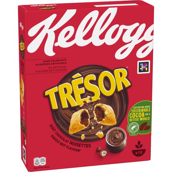 Kellogg's Trésor cereální polštářky s náplní s příchutí lískových oříšků 410 g