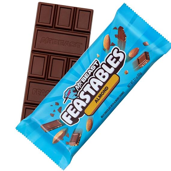 Feastables MrBeast Almond mléčná čokoláda s kousky mandlí 60 g Celé balení 10 ks