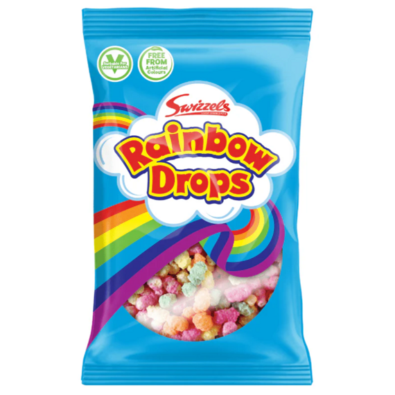 Swizzels Rainbow Drop pufovaná rýže a kukuřice v cukrové skořápce 31 g
