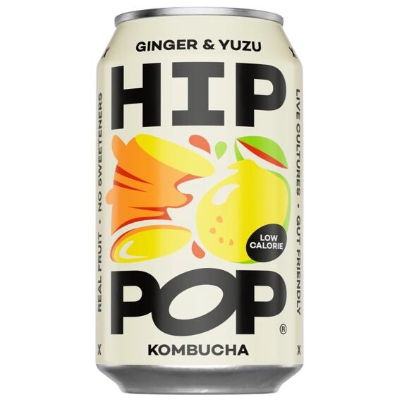 Hip Pop Kombucha fermentovaný čaj s příchutí zázvoru a yuzu 330 ml