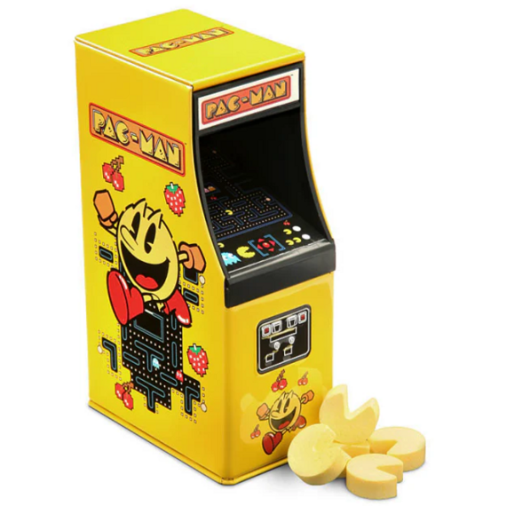 Boston America Corp bonbonky s příchutí jahody v krabičce ve tvaru hry Pac-Man 17 g